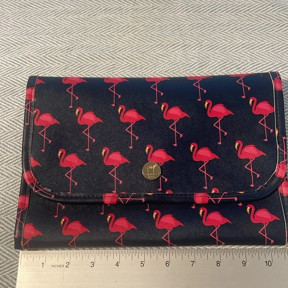 Dabney Lee Navy and Pink Flamingos Hanging Travel case New Without Tags Tropical